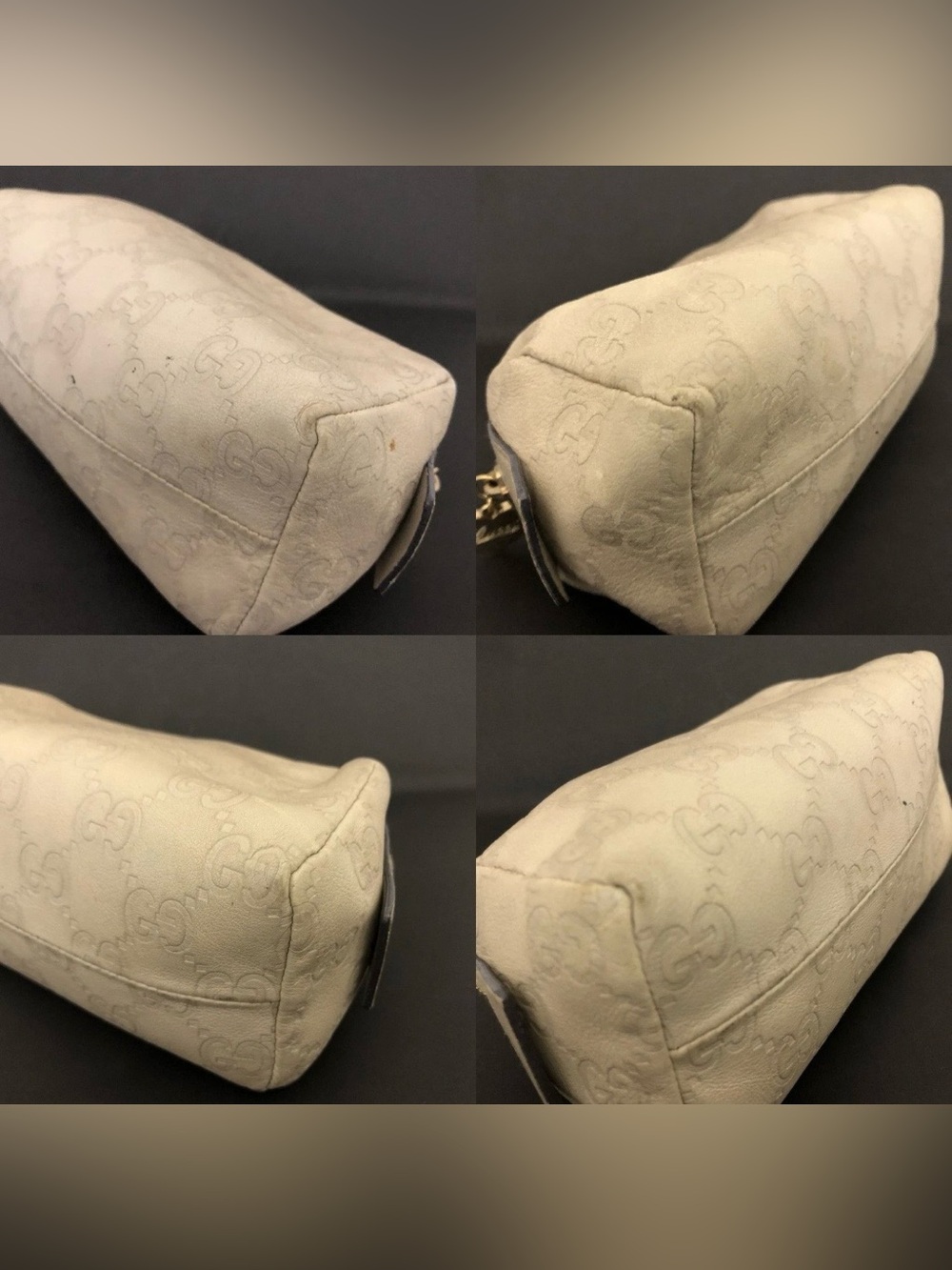 Gucci Guccissima Heart GG Logo Leather Cosmetic Pouch – Off‑White - Picture 6 of 7